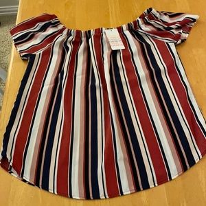 NWT Allison Joy Beau Stripe Off Shoulder